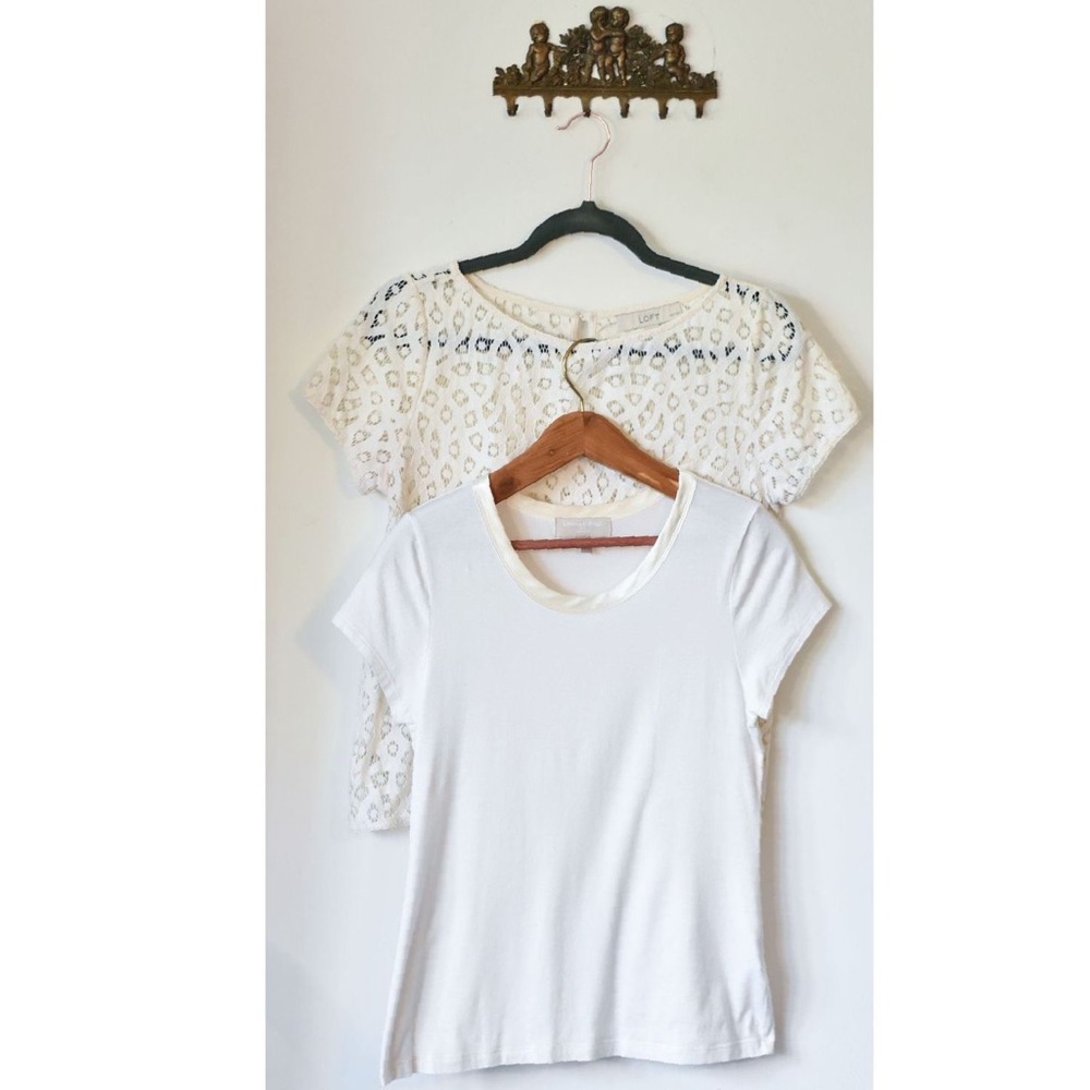 Bundle 2 Shirts, Loft & Banana Republic in Cream